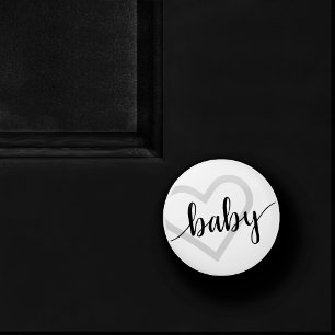Baby Heart Classic Black Flourish Script Ceramic Knob