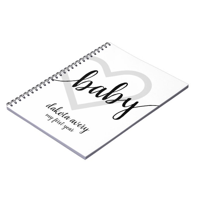 Baby Heart | Classic Black Flourish Script Notebook (Left Side)