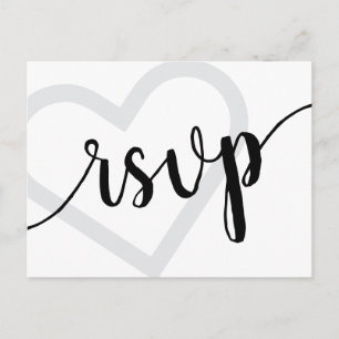 Baby Heart Classic Black Shower RSVP Entree Postcard