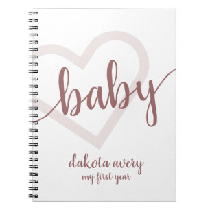 Baby Heart   Desert Rose Taupe Flourish Custom Notebook