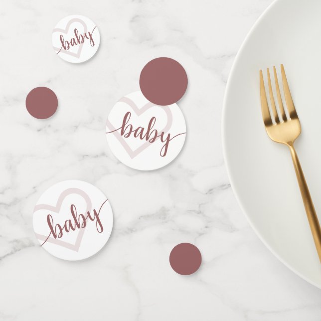 Baby Heart | Desert Rose Taupe Flourish Script Confetti (Group)