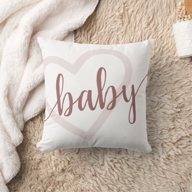 Baby Heart | Desert Rose Taupe Flourish Script Cushion (Blanket)