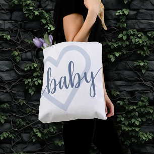 Baby Heart   Dusty Slate Blue Flourish Script Tote Bag