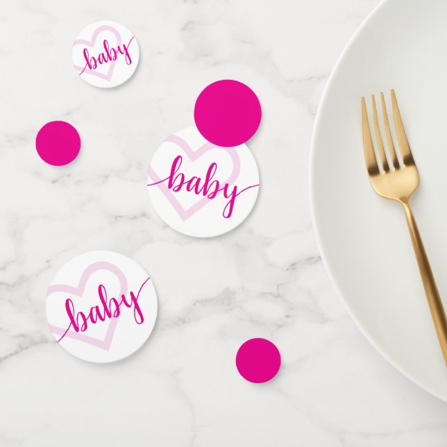 Baby Heart | Hot Pink Magenta Flourish Script Confetti (Group)