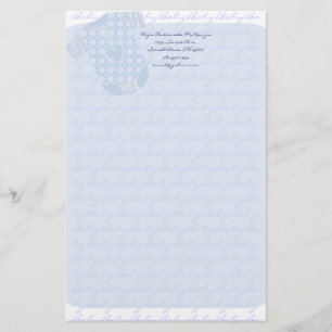 Baby Heart Rattle Argyle Onsie Baby Blue Stationery