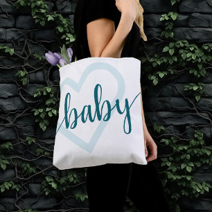 Baby Heart   Teal Midnight Green Flourish Custom Tote Bag