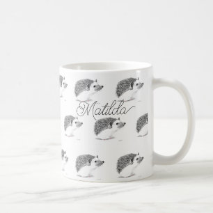 Baby hedgehog cute animal watercolor black coffee  coffee mug