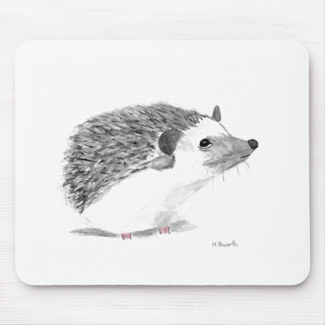 Baby hedgehog cute animal Watercolor wildlife Mouse Mat (Front)