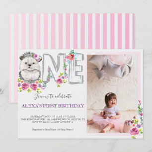 Baby Hedgehog One Birthday Invitation