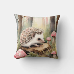 Baby Hedgehog Pink Mushroom Girls Cushion