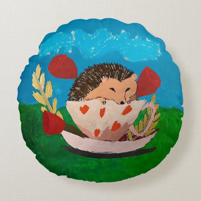 Baby Hedgehog Round Cushion (Front)