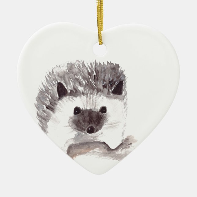 baby hedgehog vintage woodland animals rustic baby ceramic tree decoration (Front)