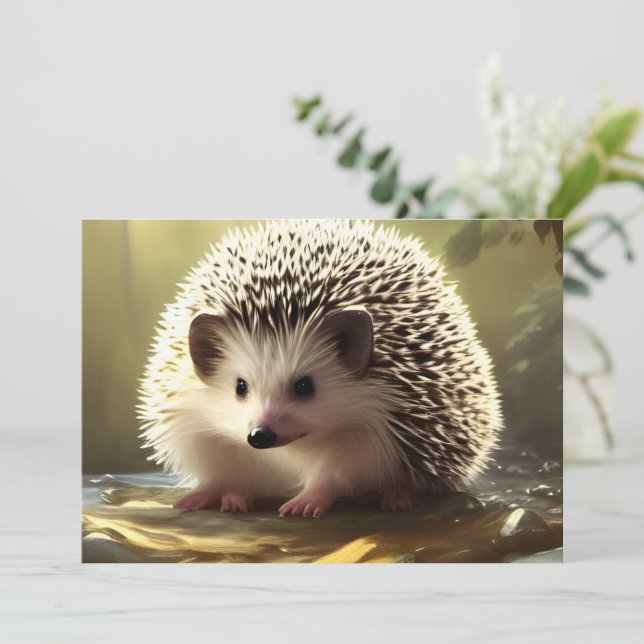 Baby Hedgehog Wildlife Portrait Card (Standing Front)