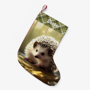 Baby Hedgehog Wildlife Portrait Personalised Small Christmas Stocking