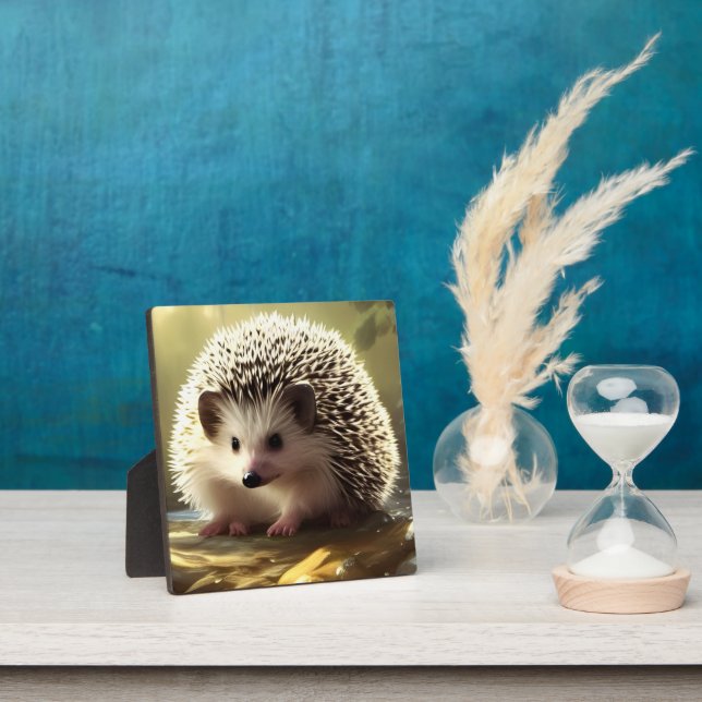 Baby Hedgehog Wildlife Portrait Tabletop Plaque (Insitu)