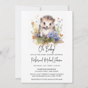 Baby Hedgehog Woodland Baby Shower Invitation