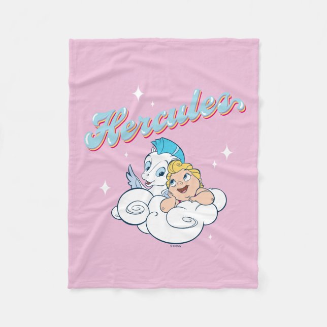 Baby Hercules and Pegasus on a Cloud Fleece Blanke (Front)