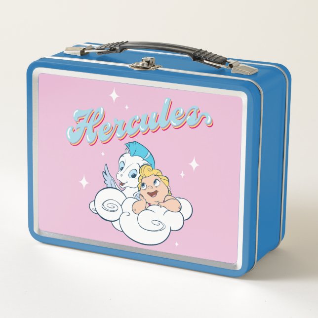 Baby Hercules and Pegasus on a Cloud Metal Lunch B Metal Lunch Box (Front)