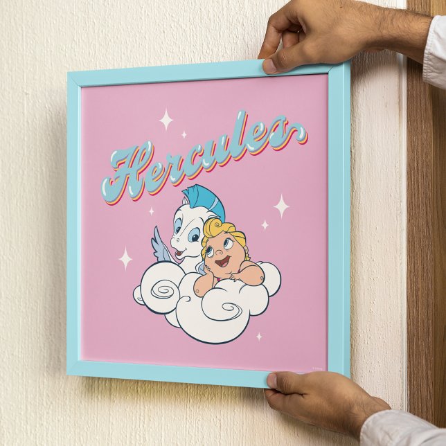 Baby Hercules and Pegasus on a Cloud Poster (Poster in frame)