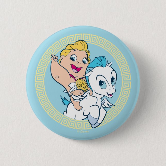 Baby Hercules Riding Pegasus Button (Front)