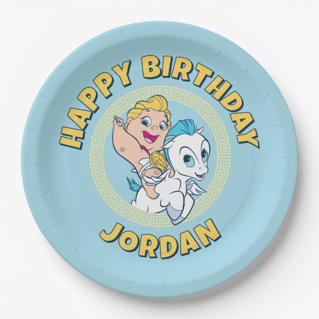 Baby Hercules Riding Pegasus Paper Plates (Front)