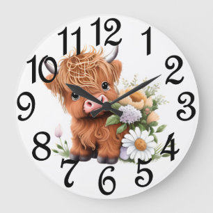 Baby Highland Calf  Large Clock