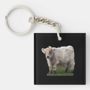 Baby Highland Calf Moo Cow Adorable Farm Animal Key Ring
