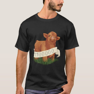 Baby Highland Cow Calf - Cute Farm Animal Illustra T-Shirt