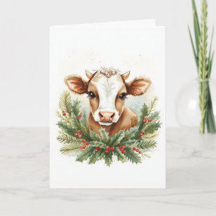 Baby Highland Cow Christmas  Holiday Card