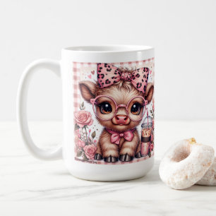 Baby Highland Cow Coquette Leopard Bow Iced Coffee Coffee Mug