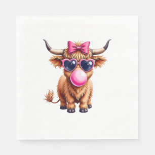 Baby Highland Cow With Sunglasses Valentine Scotti Napkin