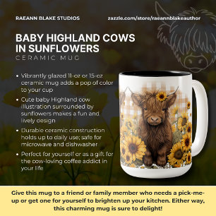Baby Highland Cows in Sunflowers Ceramic Mug
