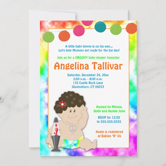 Baby Hippie 60s 70s Groovy Baby Shower Invitation (Front)