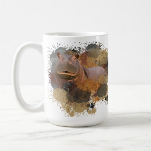 Baby Hippo Abstract Paint Splatter Wildlife Coffee Mug