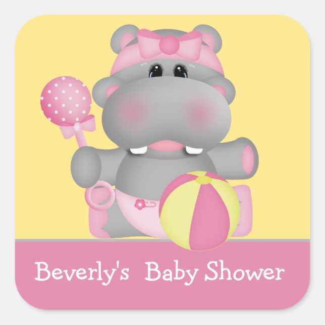Baby Hippo Baby Shower Sticker (Front)