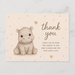 Baby Hippo Baby Shower Thank You Postcard