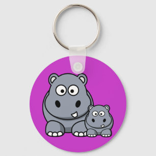 Baby Hippo Family, Cute Wild Safari Key Ring