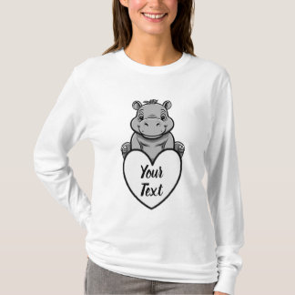 Baby Hippo Heart with Your Custom Message T-Shirt