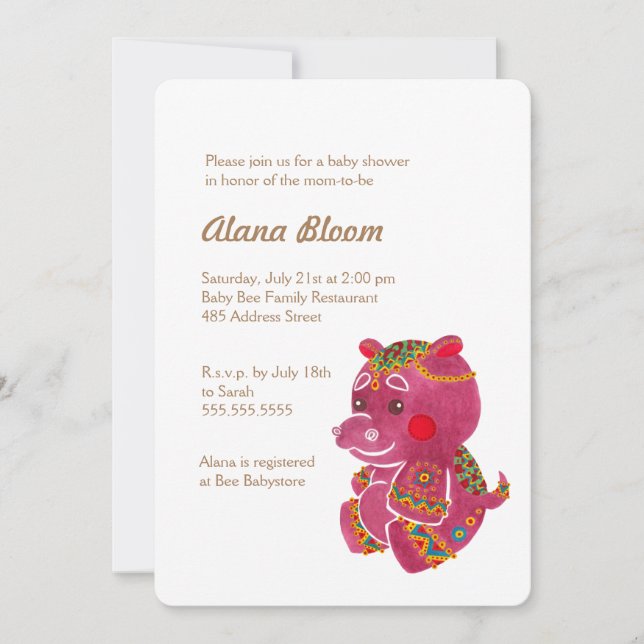 Baby Hippo Invitation (Front)