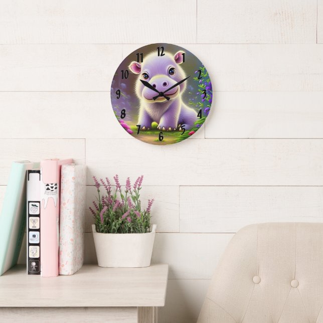 Baby Hippo Large Clock (Reading Room)