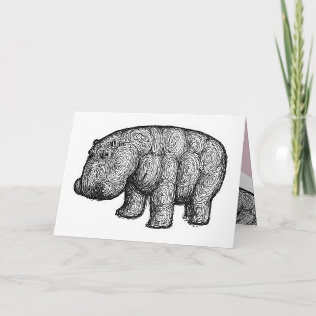 Baby Hippo Love Valentine Card (Front)