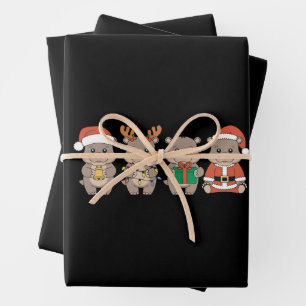 Baby Hippo Moo Deng Christmas Wrapping Paper Sheet
