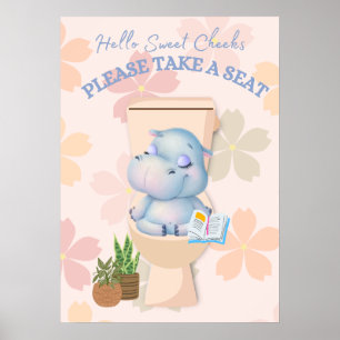 Baby Hippo Sweet Cheeks Take a Seat Poster