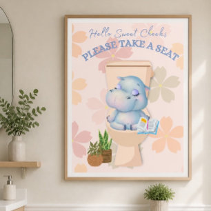 Baby Hippo Sweet Cheeks Take a Seat Poster