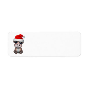 Baby Hippo Wearing a Santa Hat