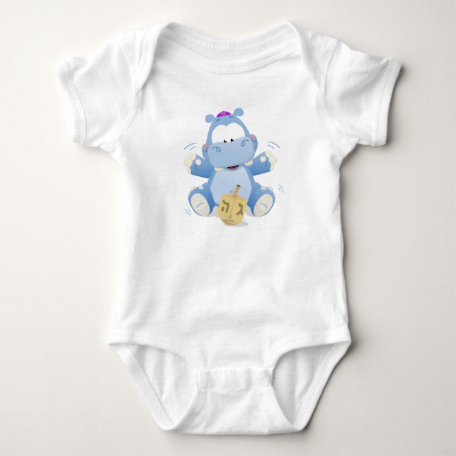 Baby Hippo with Dreidel Bodysuit (Front)