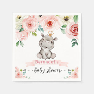 Baby Hippopotamus Princess Baby Shower Napkin