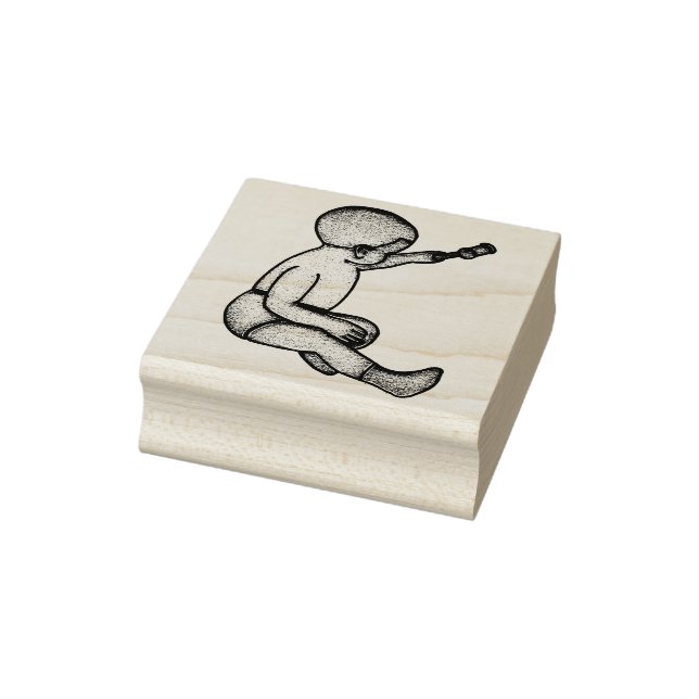 Baby holding hammer outline for scrapbooking rubber stamp (Stamp)