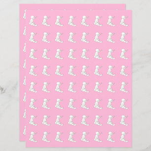 Baby holding hammer, pink scrapbook paper