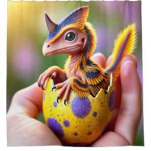 Baby Horned Dinosaur Shower Curtain